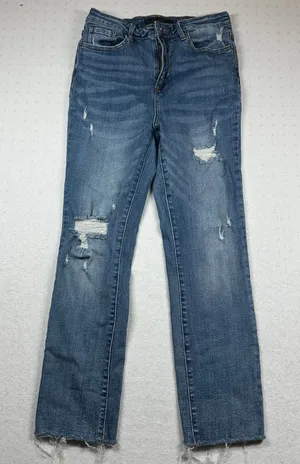 Risen Women’s High Rise Distressed Jeans Size 29 Raw Hem Skinny Ankle thumbnail 1