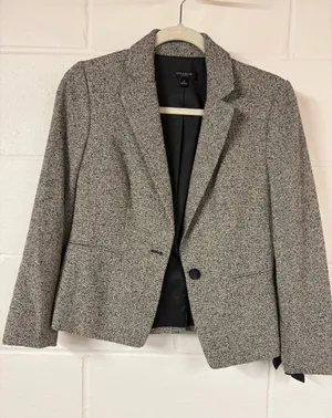 Ann Taylor Women's Gray Tweed Blazer - Bow Sleeves thumbnail 1