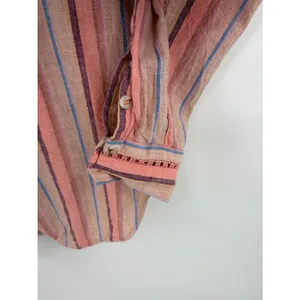 Anthropologie Maeve Lida linen blend pink striped 1/4 button blouse women’s S thumbnail 3