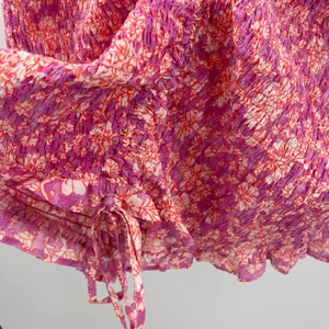 ASOS x NEW LOOK Dress Size 6 Smocked Floral Ruched Pink Orange Mini Sweetheart thumbnail 11