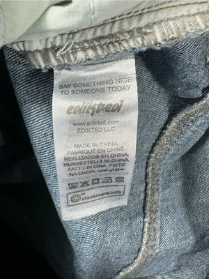Edikted Wide Leg Carpenter Jeans Y2K Skater Baggy Denim‎ Blue High Rise XS thumbnail 8