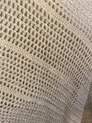Vintage The Original Arizona Jean Co. Boho Crochet Knit Fringe Poncho Tan Fall thumbnail 7