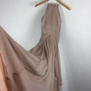 ASOS Design Bridesmaid Pink Blush Pinny Ruched Bodice Chiffon Maxi Dress Size 2 thumbnail 13