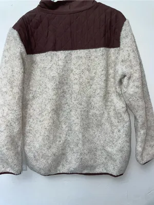 NWOT Sherpa Fleece Jacket Women’s Medium Cream Brown Cozy Zip Up thumbnail 2