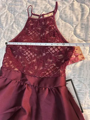 Emerald Sundae NWT Burgundy Lace High-Low Fit & Flare Dress Juniors Size 5 thumbnail 7