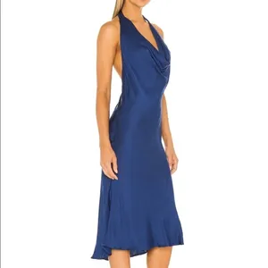 NWT Young Fabulous & Broke Rebel Satin Halter Dress in Jewel Blue‎ Size Medium thumbnail 3