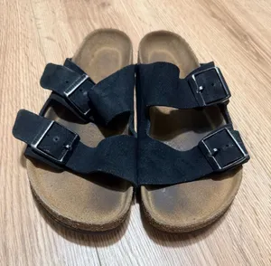 Birkenstock Arizona Soft Footbed Black Suede Sandals Women's Size 38 US 7 thumbnail 1