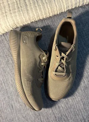Skechers Men's Taupe Knit Lace-Up Slip-On Sneakers thumbnail 1