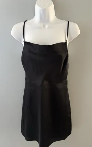 Hollister Slip Dress Womens Size Small Black Silky LBD Going Out Party Ruched thumbnail 1