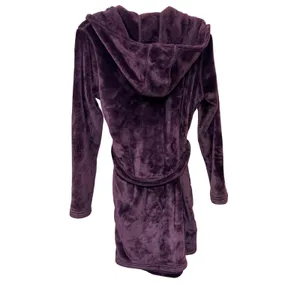 UGG Womens Purple Plush Hooded Robe Soft Fleece Belted Bathrobe Small thumbnail 2