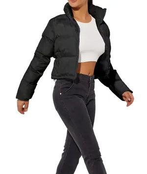 NEW Crop Short Jacket Cropped Puffer Jacket Winter Coat 5X Black thumbnail 4