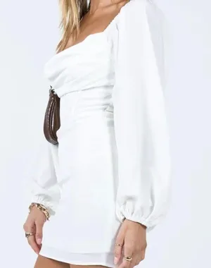 Lillie Long Sleeve Mini Dress White thumbnail 3
