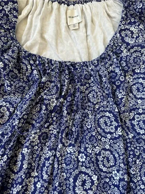 Maeve Anthropologie Floral Scoop Neck Mini Swing Dress Pockets Puff Sleeve Boho thumbnail 3