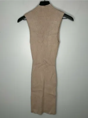 White Fox Beige Ribbed Bodycon Midi Dress Size XS thumbnail 2