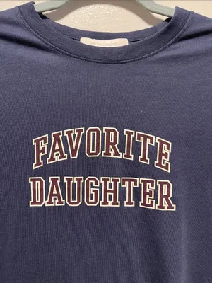 FAVORITE DAUGHTER (NWT) Cropped Collegiate Graphic Tee, Navy Burgundy, Size S thumbnail 5