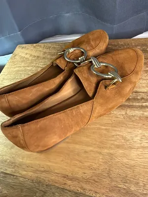 Sézane Andréa Loafers in Camel Suede with Gold Buckle Detail thumbnail 6