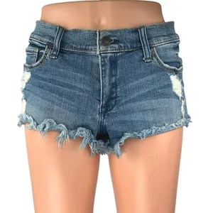 Abercrombie & Fitch Blue Medium Wash Distressed Mid Rise Cutoff Denim Shorts 4 thumbnail 1