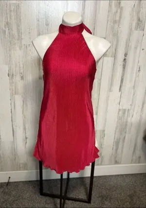 Rolla Coster Red Ribbed Halter Mini Dress Size Small NWT Stretch Bodycon thumbnail 1