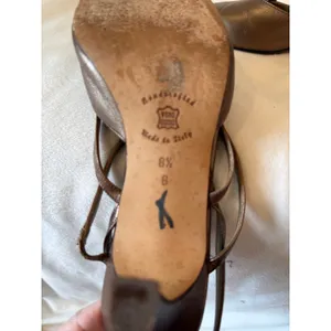 Vintage Larry Stuart Slingback Pumps Shoes Women Size 8.5 Brown Gold leather thumbnail 6