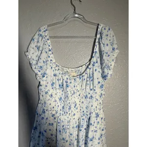 Aeropostale Babydoll Midi Dress Smocked Floral Milkmaid Fairy Garden Whimsy XL thumbnail 3