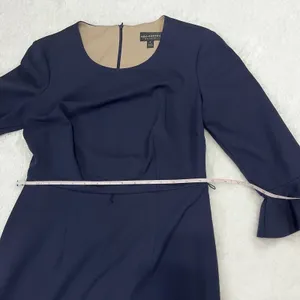 Navy Sheath Dress Women Sz 6 Connected Apparel Bell Sleeve Cocktail Work Midi thumbnail 9