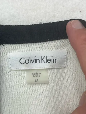 Calvin Klein Black White Taupe Long Sleeve Colorblock Knit Midi Dress Medium thumbnail 8