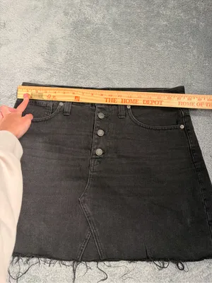 Madewell Black rigid denim a-line Button-Front Jean Mini Skirt 30 thumbnail 5