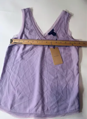 Halogen Lavender Raw Edge V-Neck Chiffon Tank Top Size XXS thumbnail 2