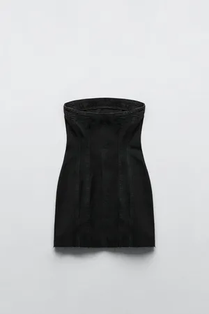 Dress Mini Denim Bandeau Jeans Black Tailored thumbnail 5