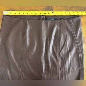 NWT Vero Moda Women's XL Faux-Leather High-Rise Mini Skirt Coffee Bean Brown thumbnail 5