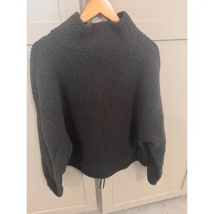 Old Navy Womens Sherpa Fleece Pullover‎ Mock Neck Drawstring Hem Charcoal Gray L thumbnail 2
