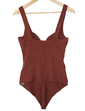 Womens Abercrombie & Fitch Brown Sleeveless V-Neck Knit Bodysuit Top Size XL thumbnail 2