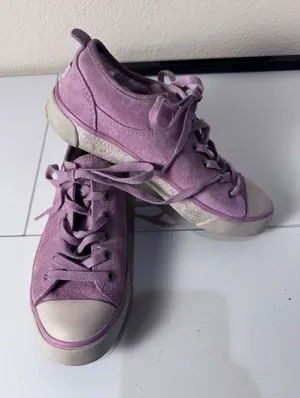 UGG Suede Shearling Lined Sneakers Women‎ Size 5.5 Purple Lace Up Minimalist thumbnail 1