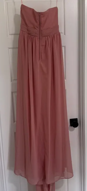 Birdy Grey Pink Strapless Pleated Chiffon Maxi Bridesmaid Dress Womens‎ Medium thumbnail 1
