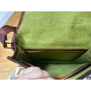 Vintage Unbranded Chocolate Brown Leather Crossbody Satchel 10x11 inches thumbnail 7