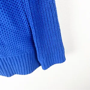 LAUREN RALPH LAUREN Blue Waffle Knit Long Sleeve V-Neck Sweater Small Cabincore thumbnail 6