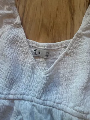 Hollister Co. White Smocked V-Neck Peplum Long Sleeve Blouse XS thumbnail 3