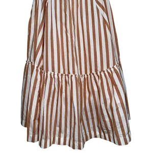 Abercrombie & Fitch White Tan Striped Tiered Sleeveless Mini Dress Womens Size S thumbnail 7