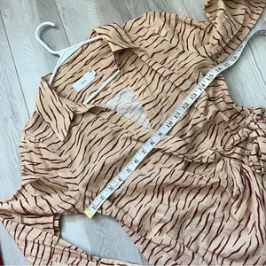 Onia Printed Dress cotton animal wrap shirt mini womens Orange small resortwear thumbnail 4