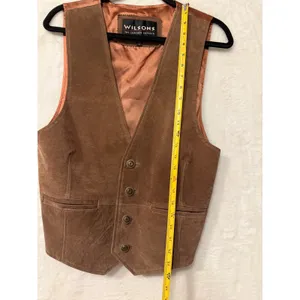 Wilsons Leather Suede Vest Womens Small Western Boho Button Front Cinch Back thumbnail 4