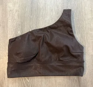 Lululemon 10 Asymmetrical Ribbed Sports Bra Espresso Brown Shine‎ Shimmer Top thumbnail 1
