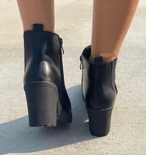 Refresh Black Chunky Lug Sole Slip On Bootie thumbnail 3
