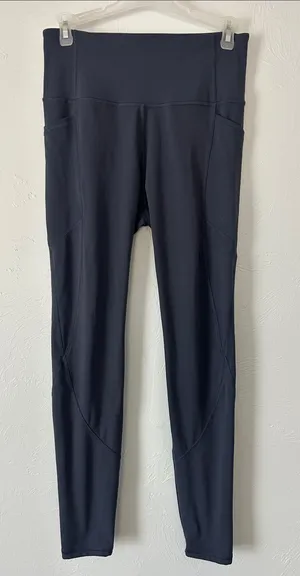 High-Waist Navy Blue Active Leggings with Side Pockets thumbnail 1