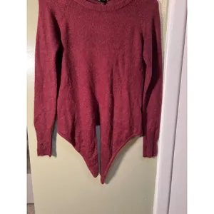 Olivaceous Women's Size Small Knit Top Long Sleeve Tie Front Burgundy Soft thumbnail 4
