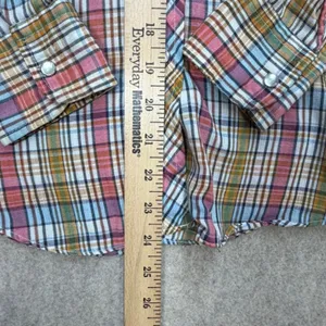 EV Ltd Vintage Womens M‎ Western Pearl Snap Shirt Plaid Multi-Color Long Sleeve thumbnail 8