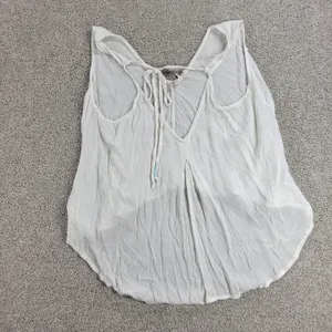 Roxy Flowy Top Womens S White Sleeveless Laced Ties Summer Beachy Babydoll thumbnail 8