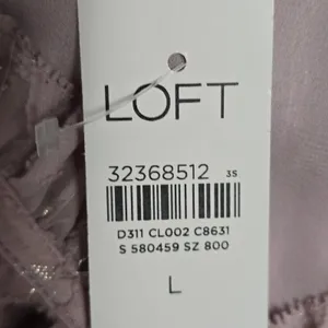 LOFT Ruffle Sleeve Top Blouse Lightweight Metallic Ice Rose Size L Feminine thumbnail 8