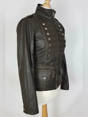 Barbour Brigade Military Wax Coated Jacket Dark Green Corduroy Collar sz 8 thumbnail 6