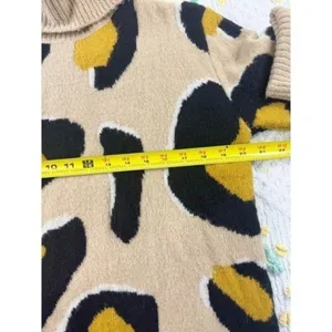 MOTH by anthropologie turtle‎ neck Sweater Animal Print Yellow Black Beige Se thumbnail 6