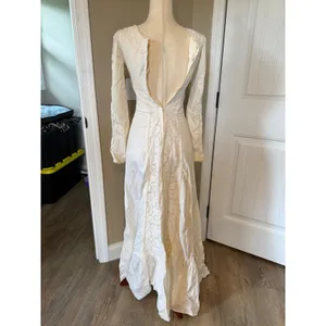 Vintage 70s Prairie Maxi Dress Lace Cottagecore Boho Off White Gunne Sax‎ Style thumbnail 8
